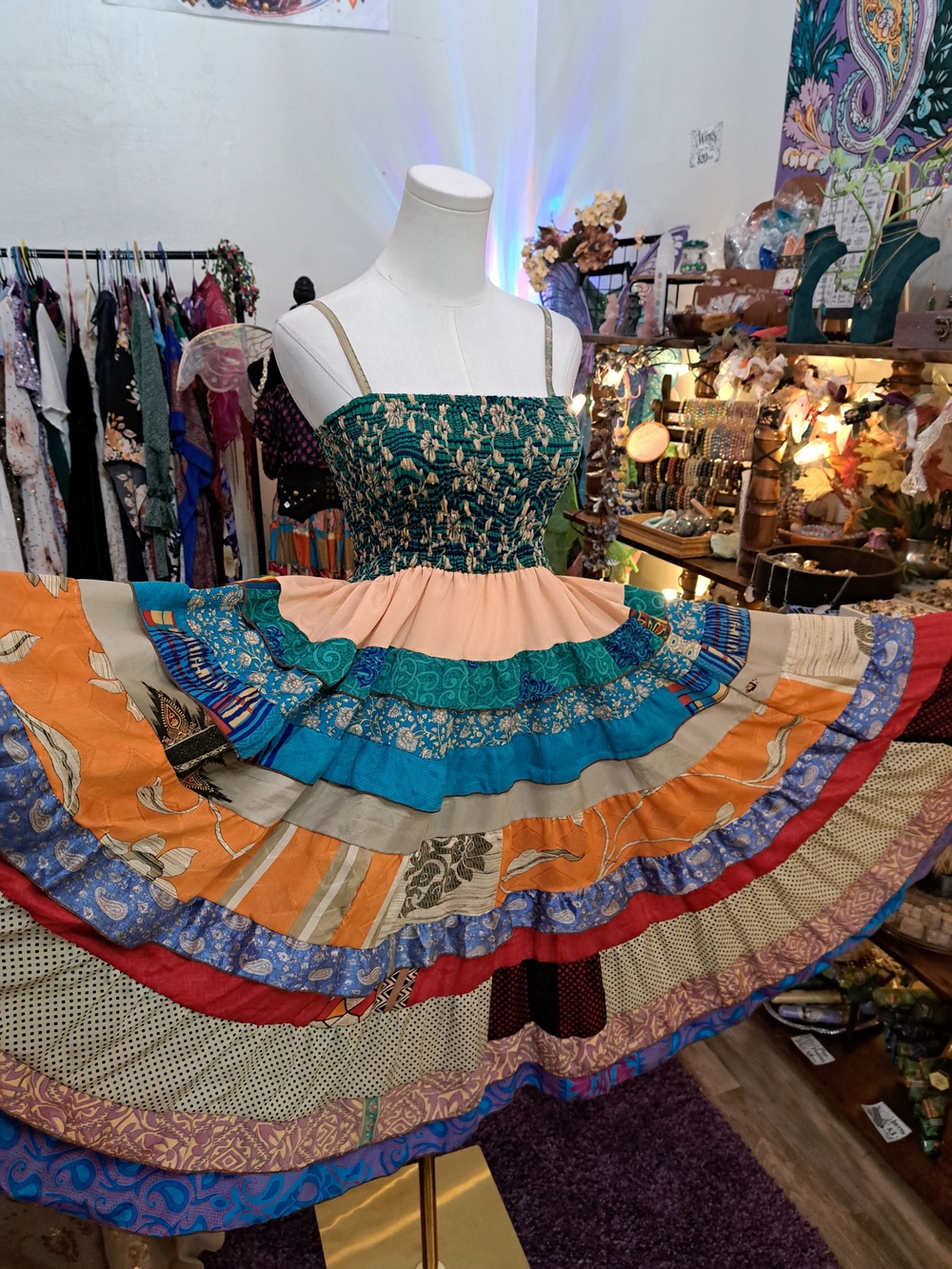 THE WANDERING GARDEN • NEW One-of-a-Kind Patchwork Sari Maxi Dress • OS